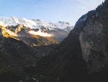 A picturesque mountain view with clear blue skies.