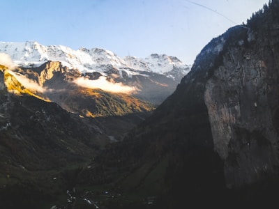 A picturesque mountain view with clear blue skies.