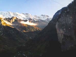 A picturesque mountain landscape with clear skies.