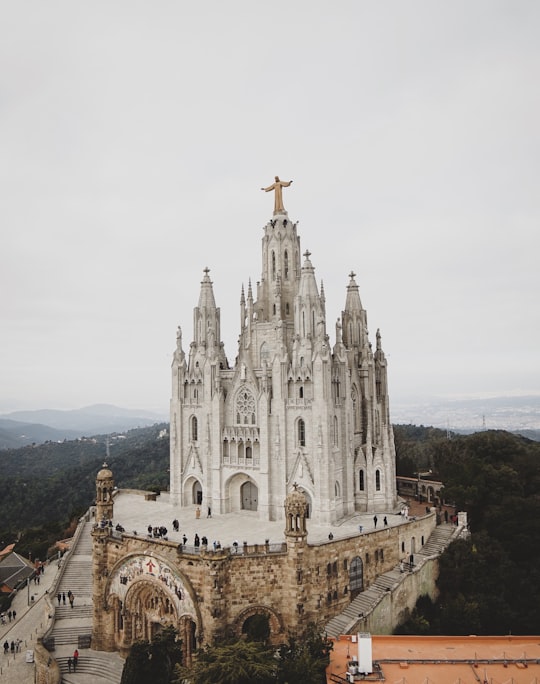 white cathedral on hill in Serra de Collserola Natural Park Spain