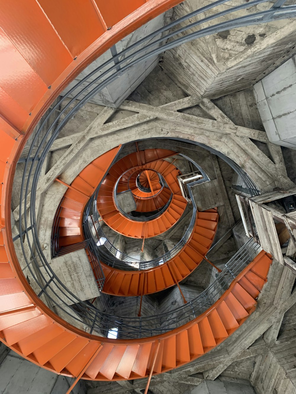 empty orange staircase