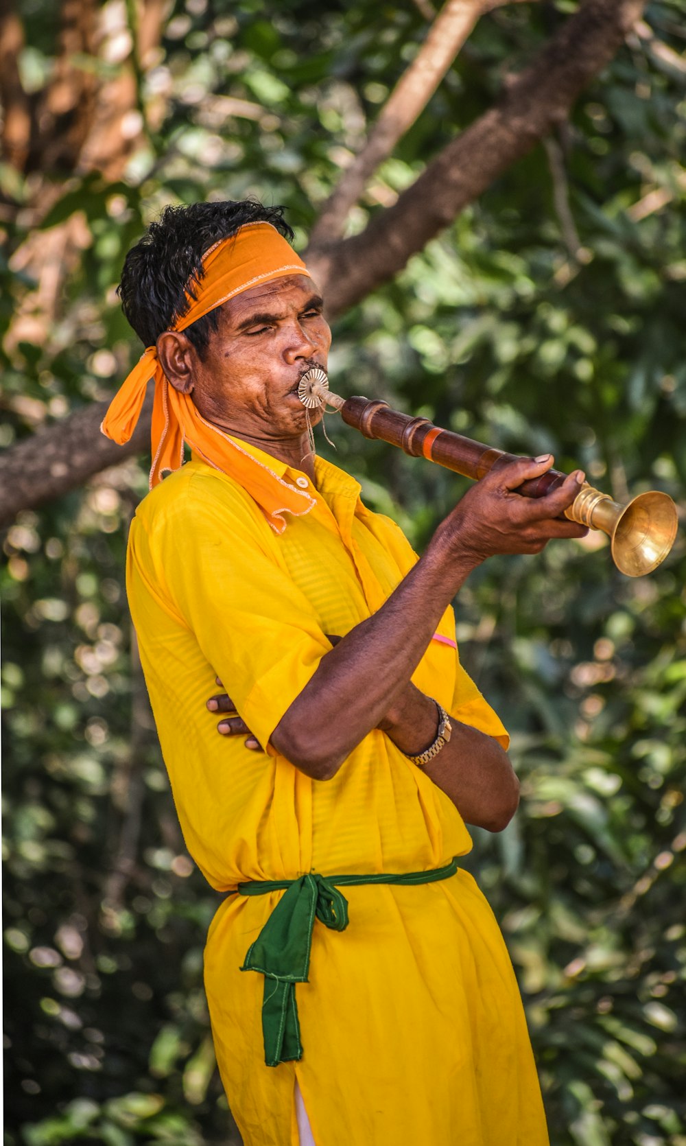 woman playing wind instrument
