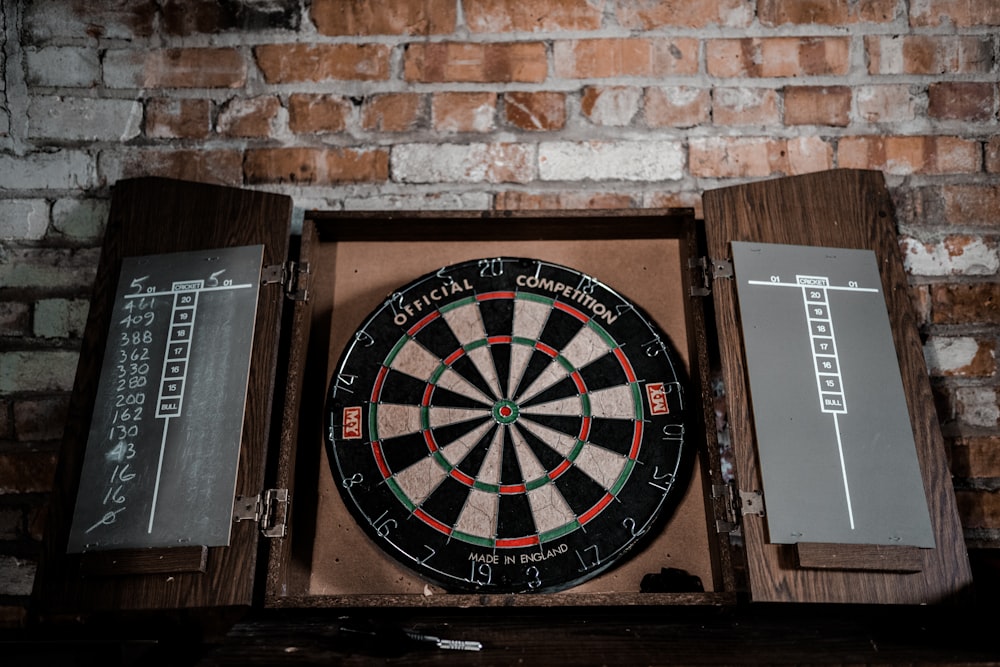 black and brown dartboard