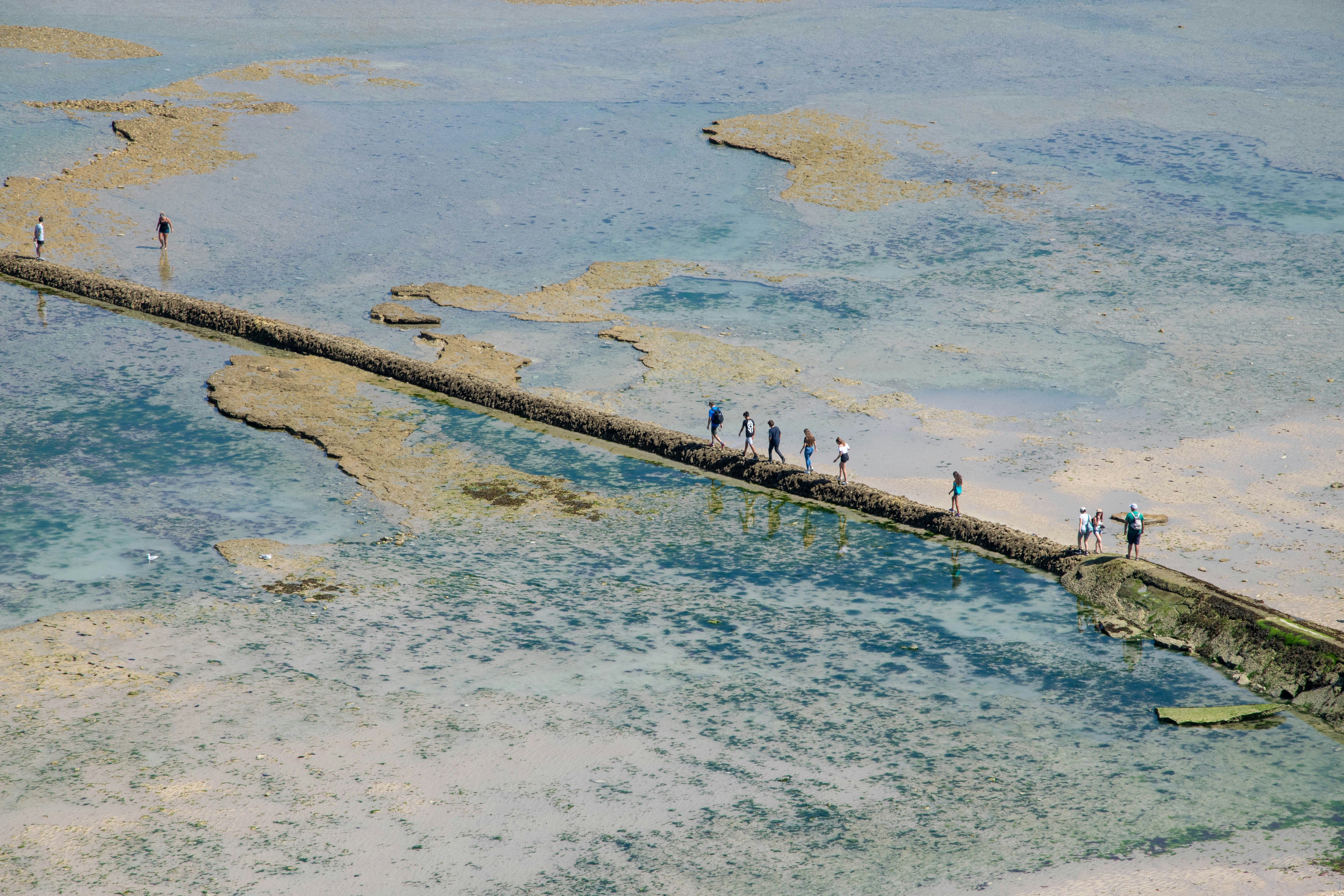 Gente caminando por el puente