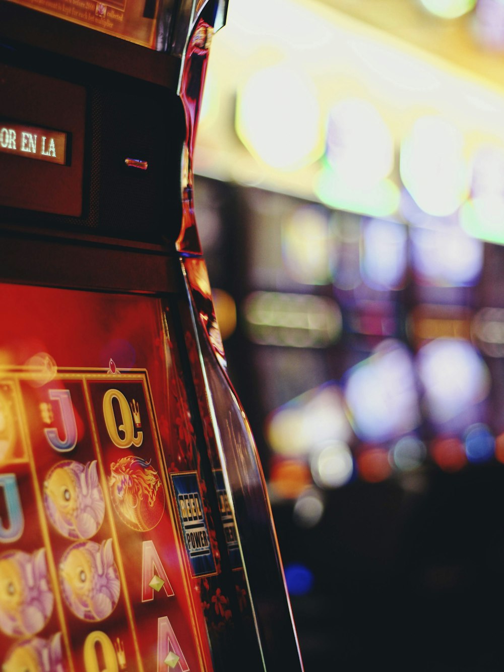 a close up of a slot machine in a casino