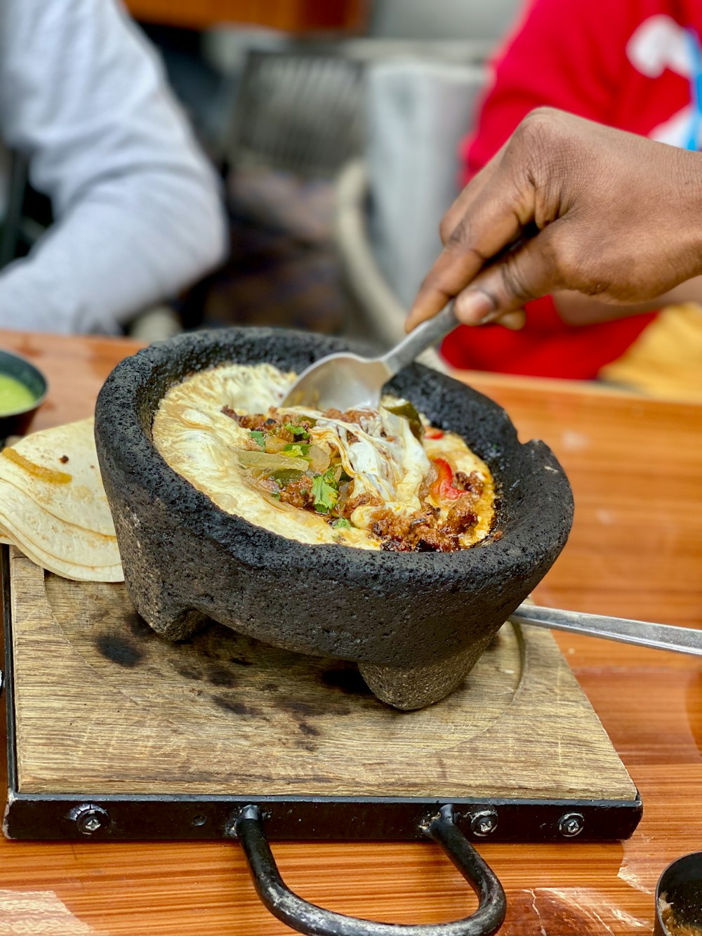 bowl of food on wooden surface