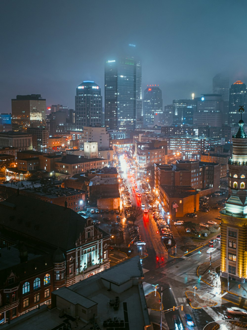 bird's eye view photography of lighted city