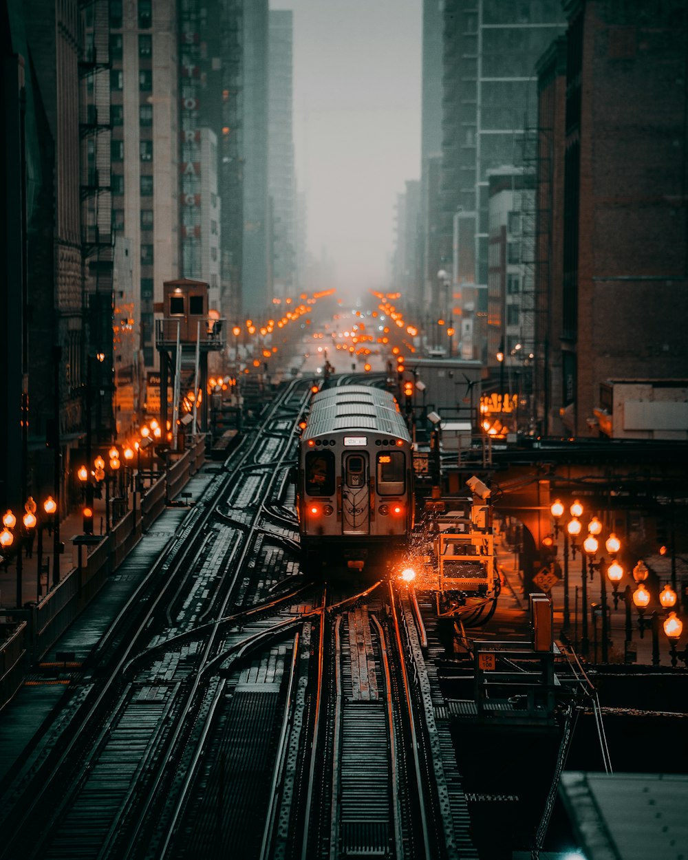 train traveling in city