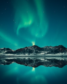 green aurora lights digital wallpaper