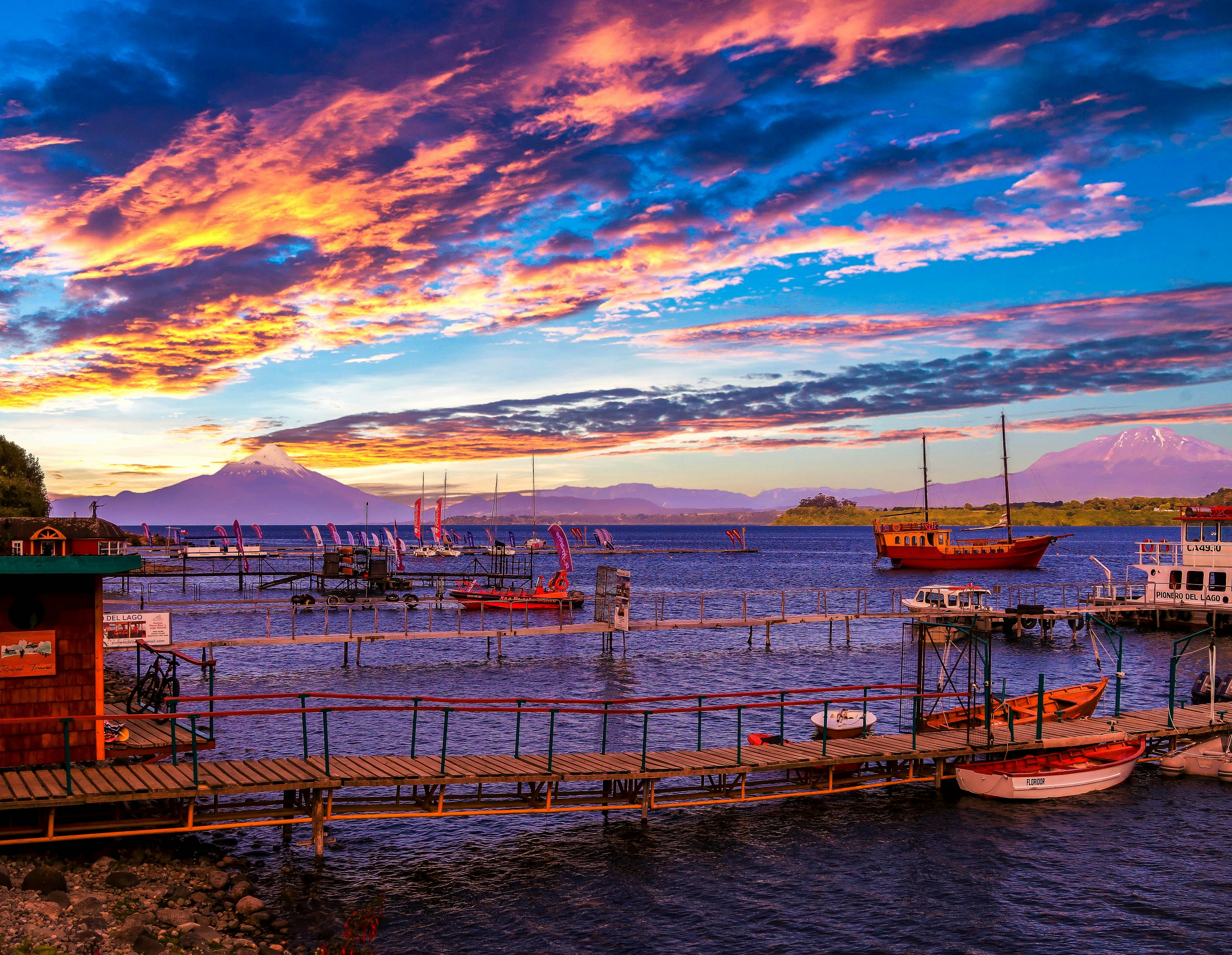 boats on port during sunset