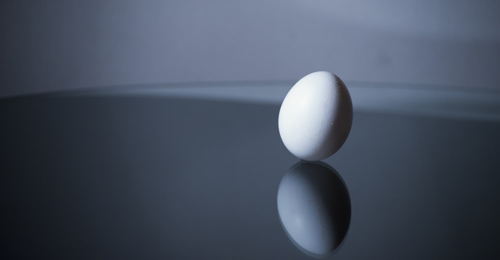 white egg on gray surface