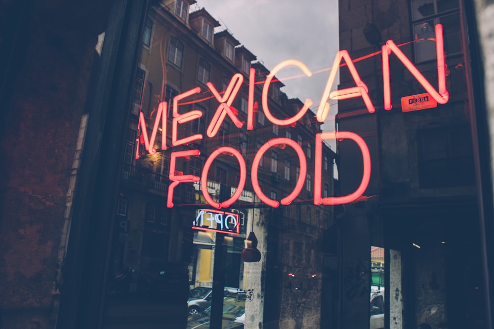 red Mexican Food neon sign