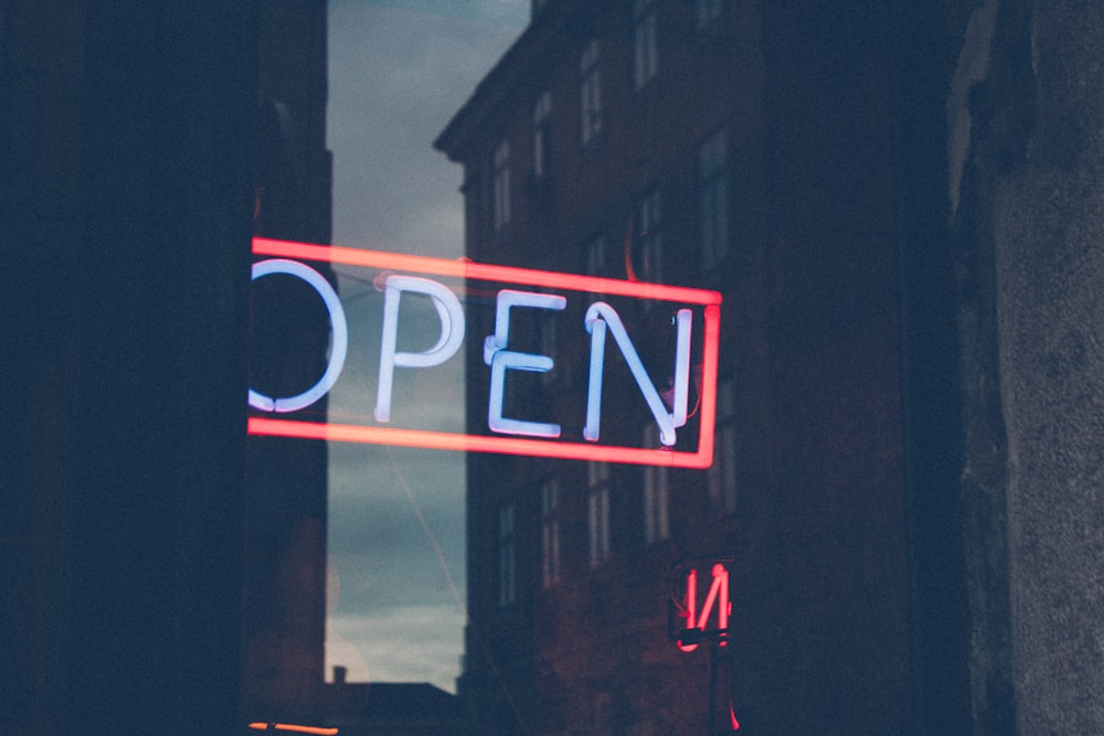 open neon sign