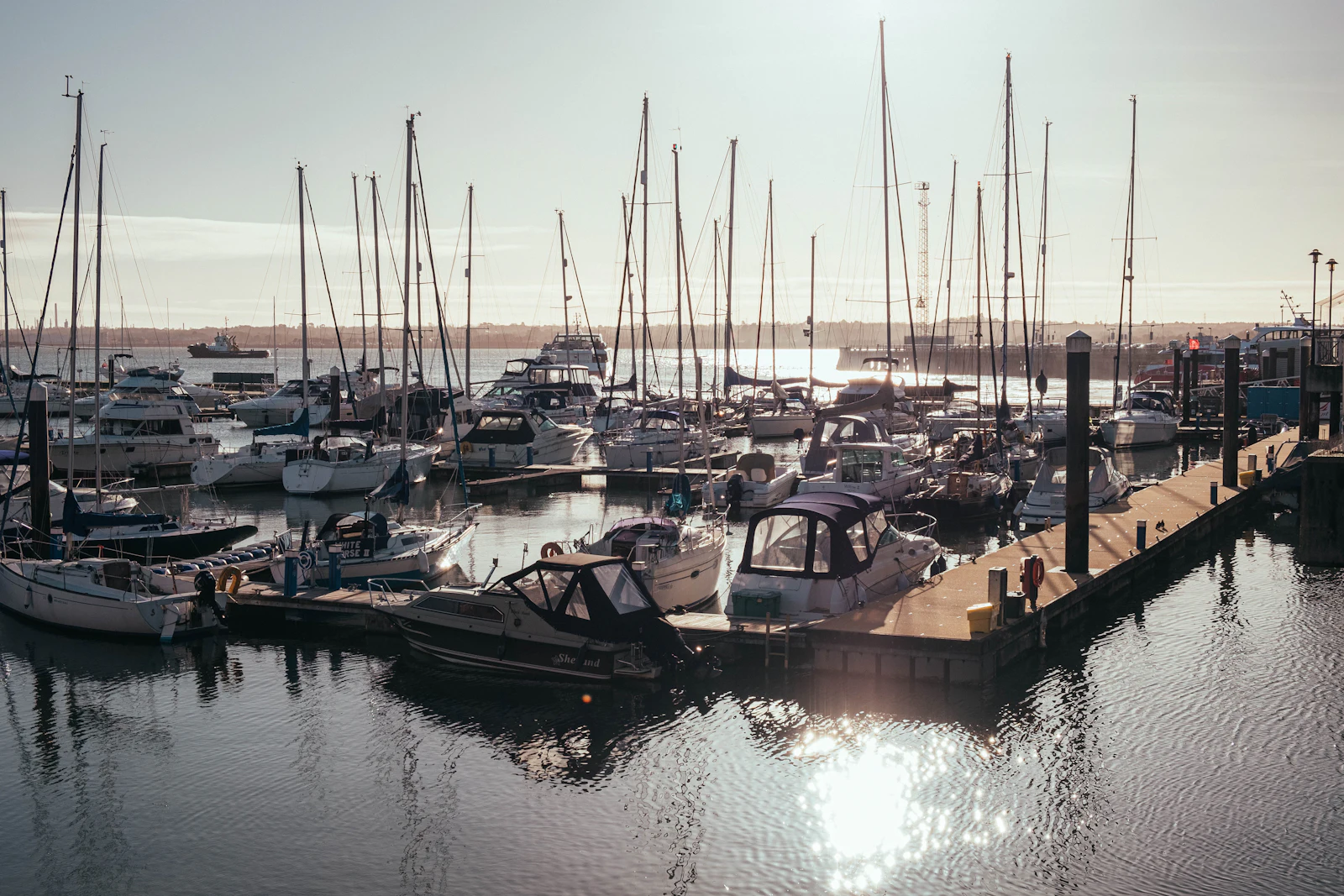 Boats moored at Southampton