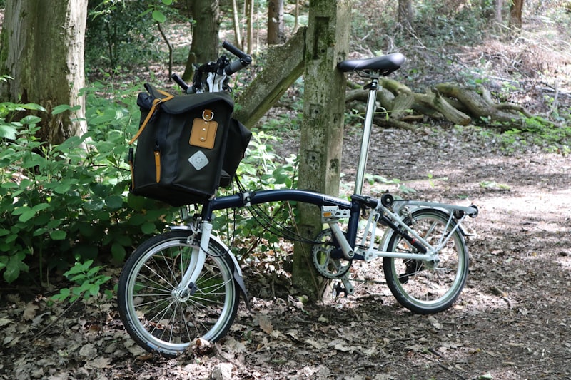 Brompton folding bike with front bag
