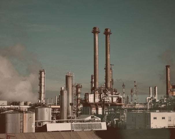 factory under blue and white sky