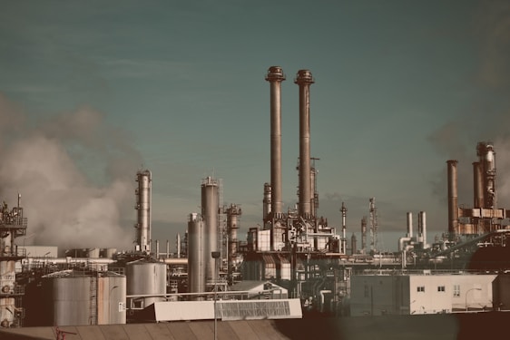factory under blue and white sky