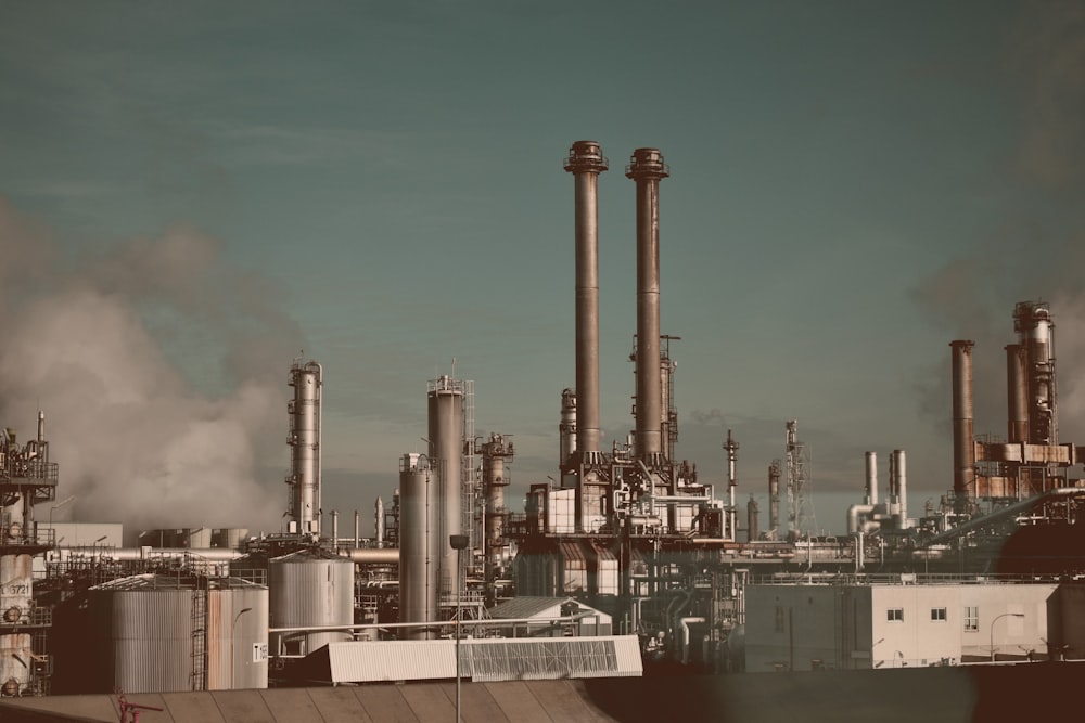 factory under blue and white sky