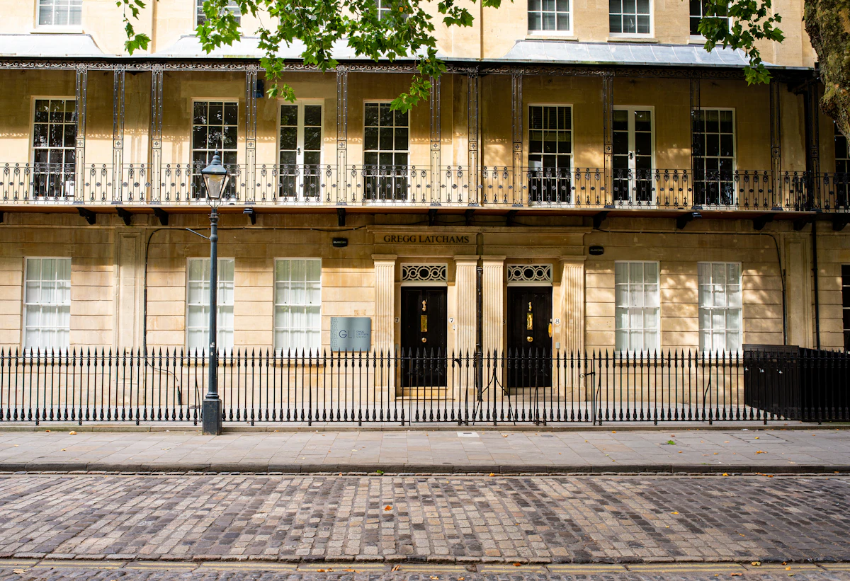 Traditional Georgian buildings in Queen Square, Bristol
