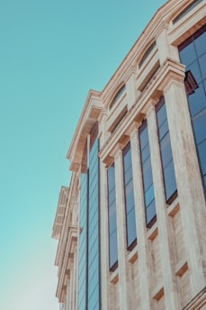 low-angle photography of white building