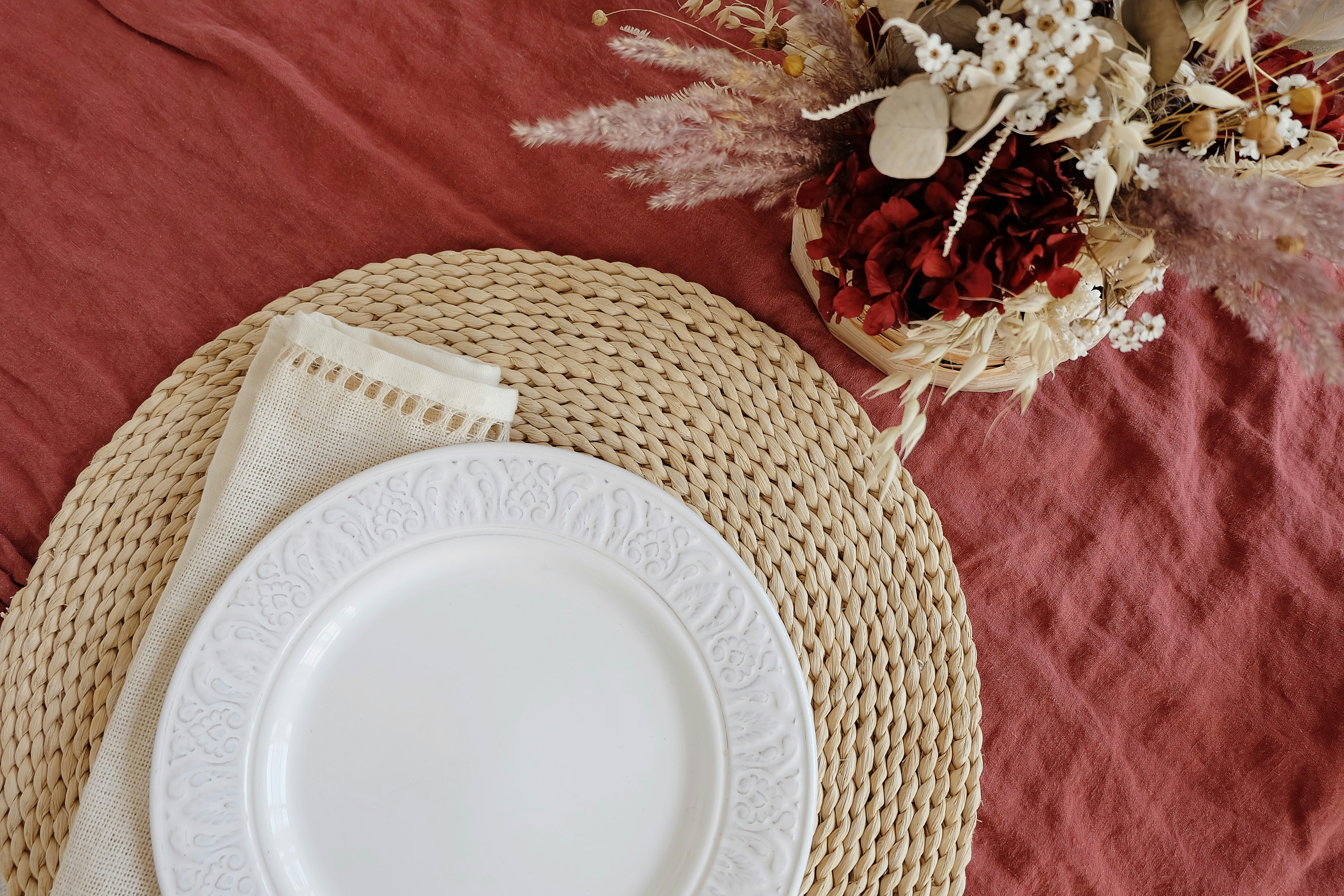 round white floral plate