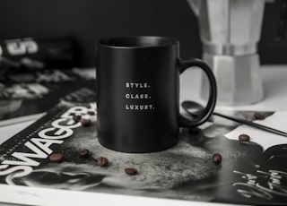 black ceramic mug
