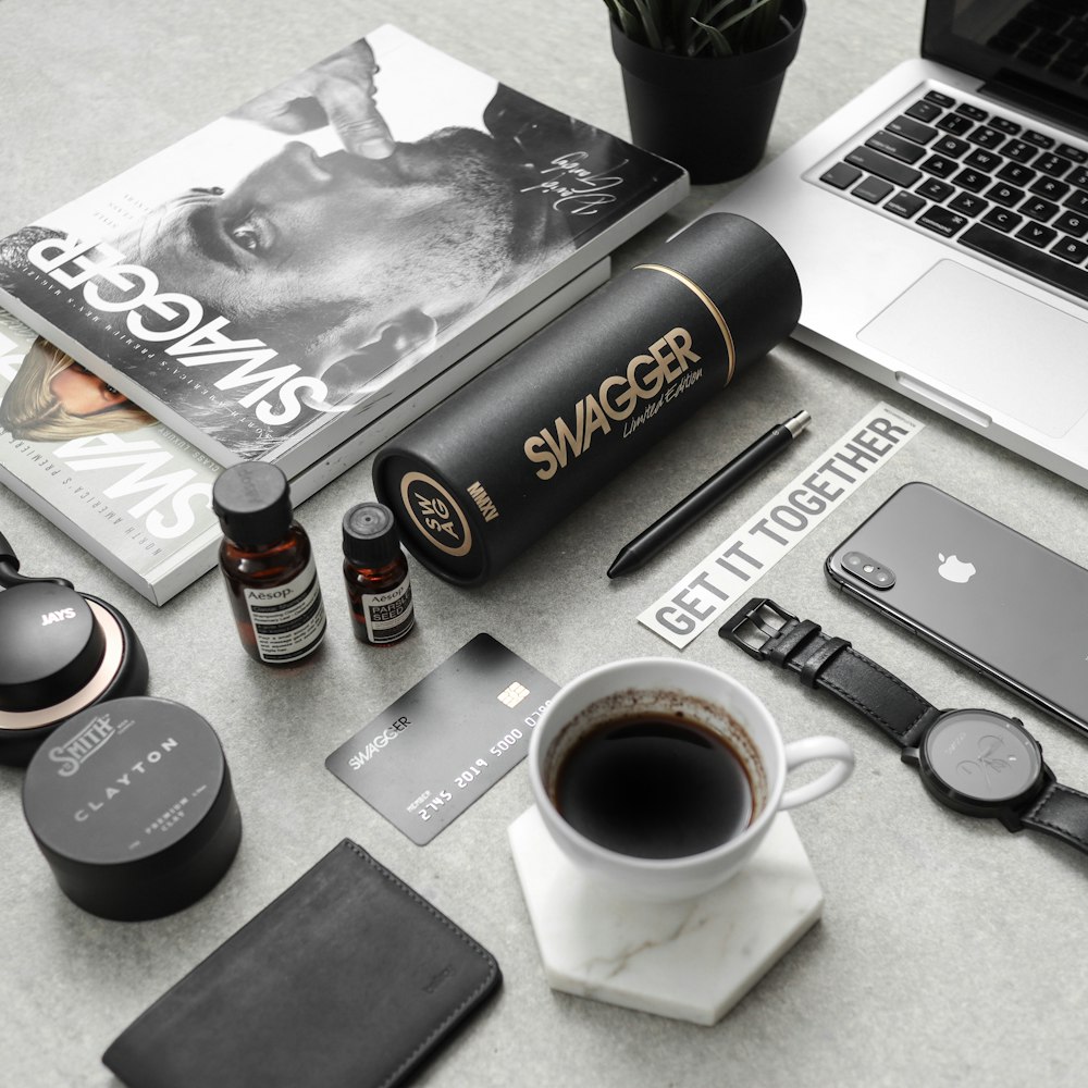 cup filled with coffee on table