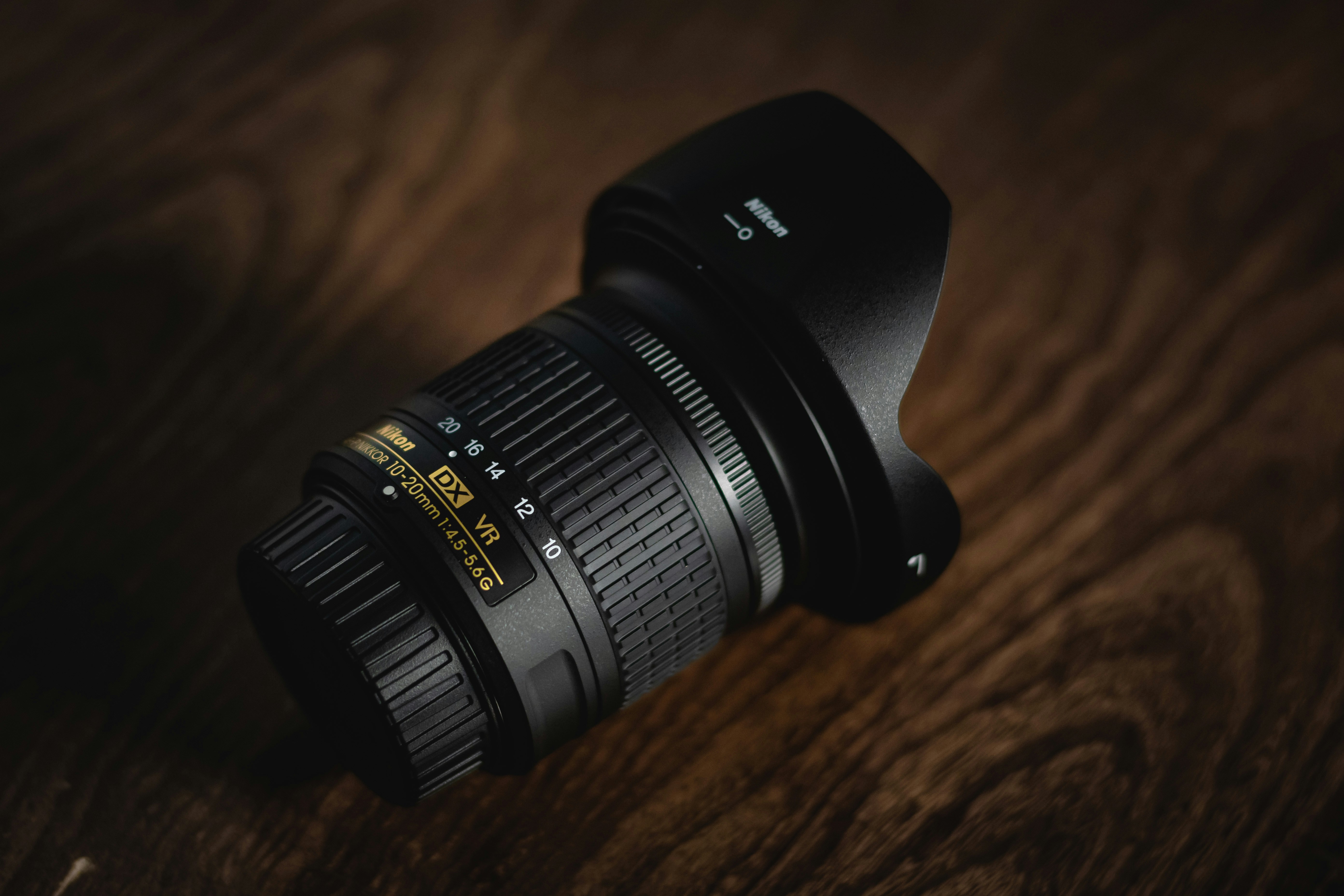 Nikkor 10-20mm DX VR lens with its hood