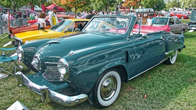 vintage cars on green field at daytime