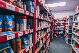 blue and white pack on display