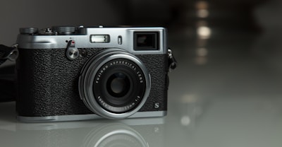 grayscale photo of camera