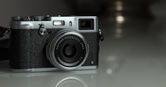 grayscale photo of camera