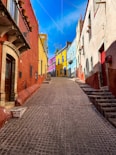 narrow bricked road in Guanajuato