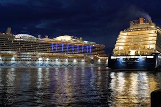 landscape photography of two cruise ships