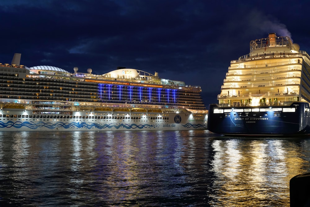 landscape photography of two cruise ships