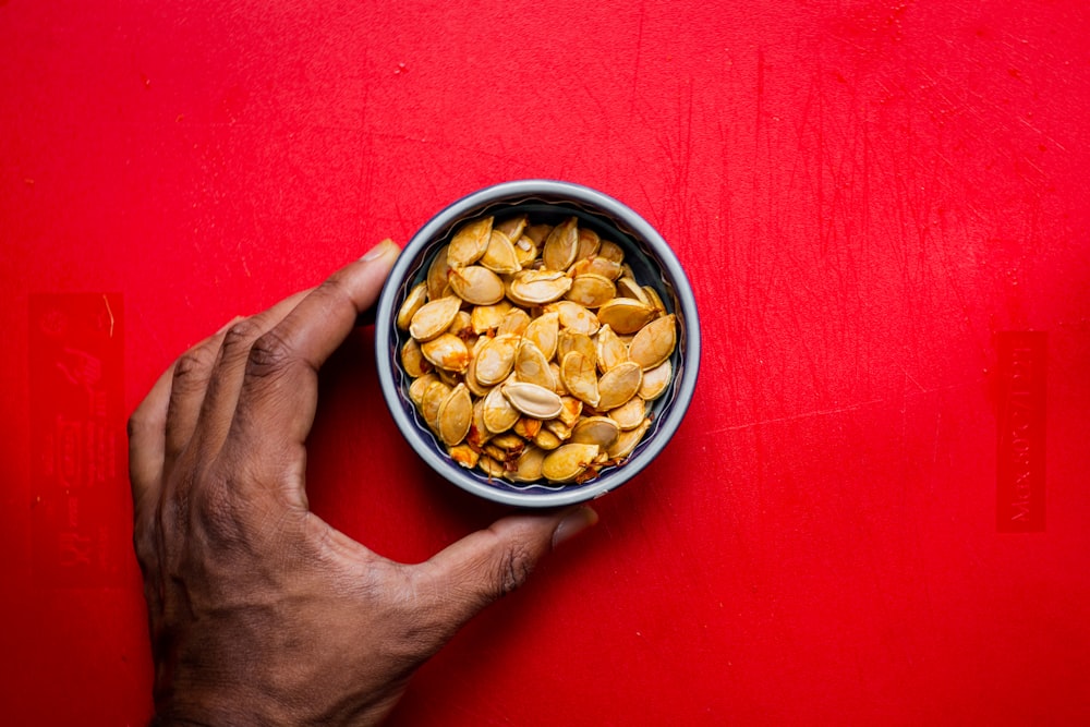 squash seeds in round bowl