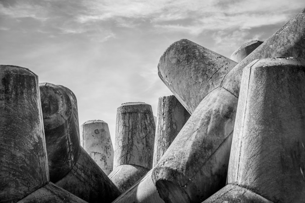 grayscale photography of structures