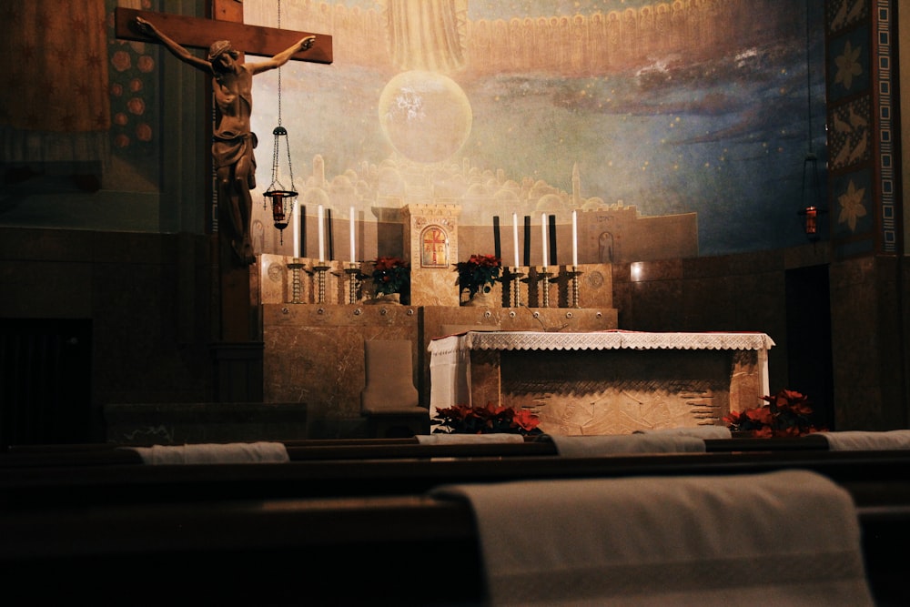 crucifix in an altar painting