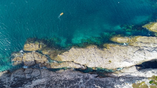 aerial photography of cliff near body of water during daytime in Coromandel New Zealand