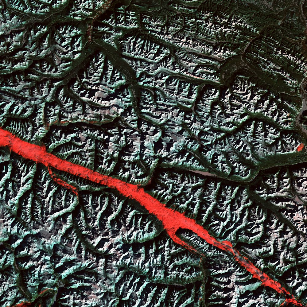 illustrazione satellitare grigia, nera e rossa