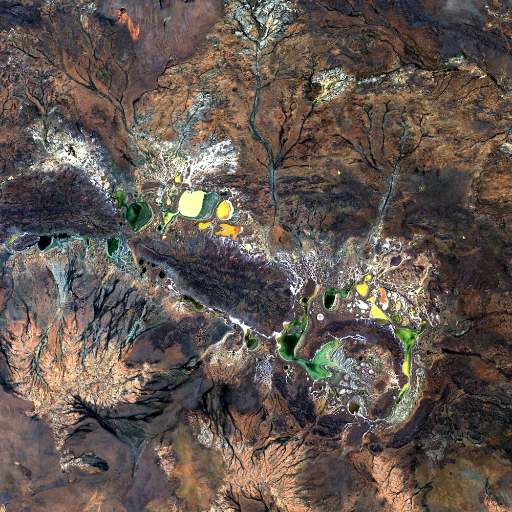 uma imagem de satélite de uma cordilheira com muitas árvores