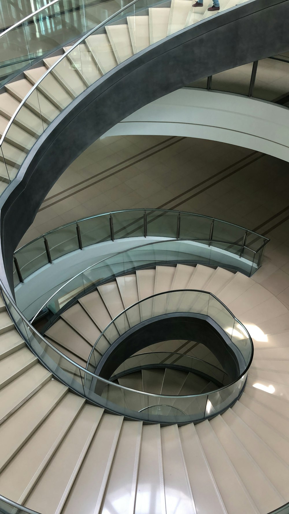 white spiral stairs