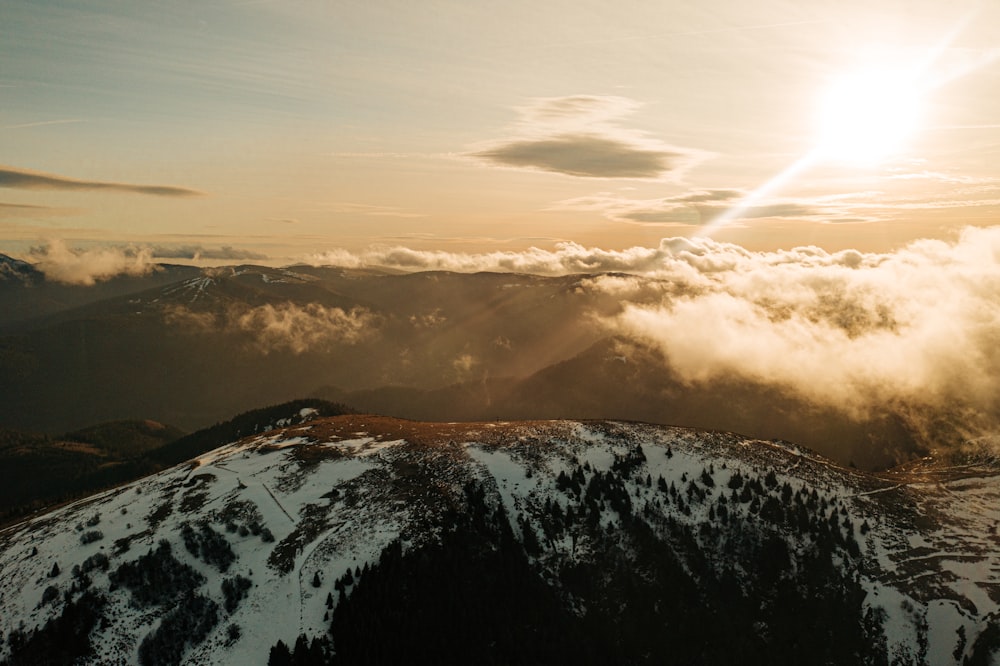 aerial photography of mountain range