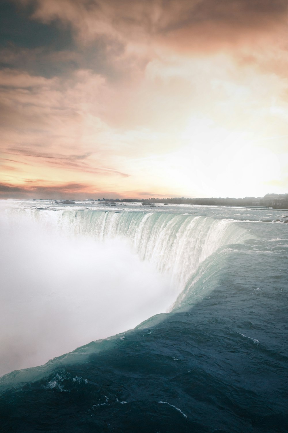 waterfalls during golden hour