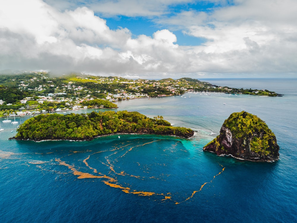 aerial photography of island