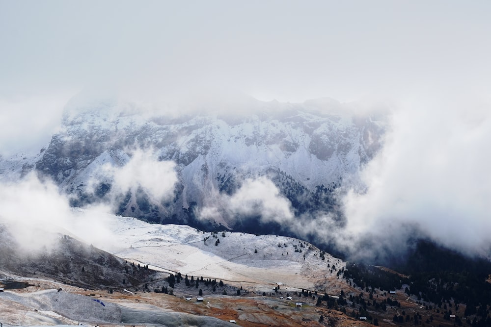 clouds covering mountain ranges