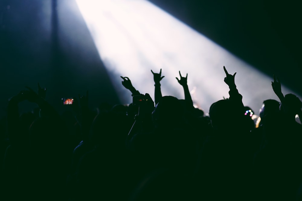 group of people raising their hands