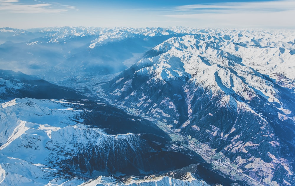 aerial photography of mountain ridge