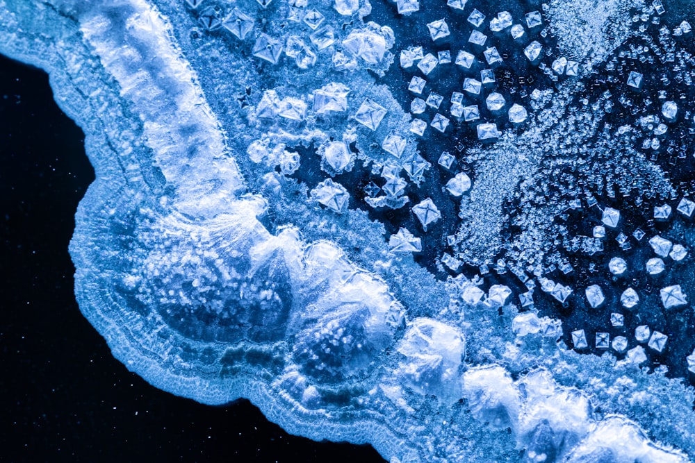 an aerial view of ice on the water