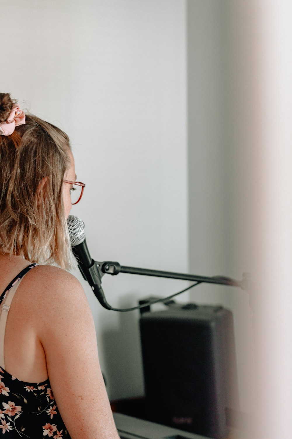 woman fronting on microphone